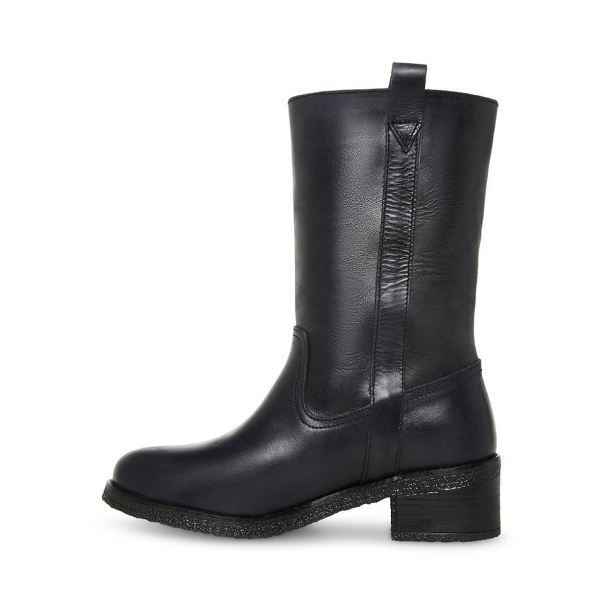 Black Steve Madden Winny Leather Women's High Boots | PH 8691TPE